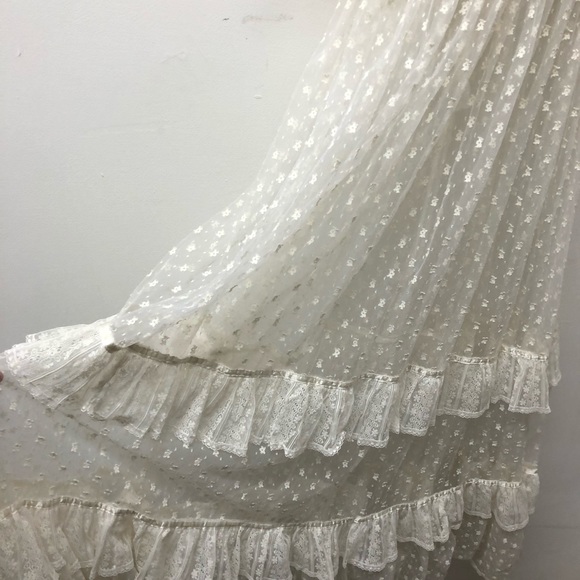 Gunne Sax Romantic Renaissance Bridal Collection Lace Ruffle Maxi Dress Size 7 - Picture 7 of 13